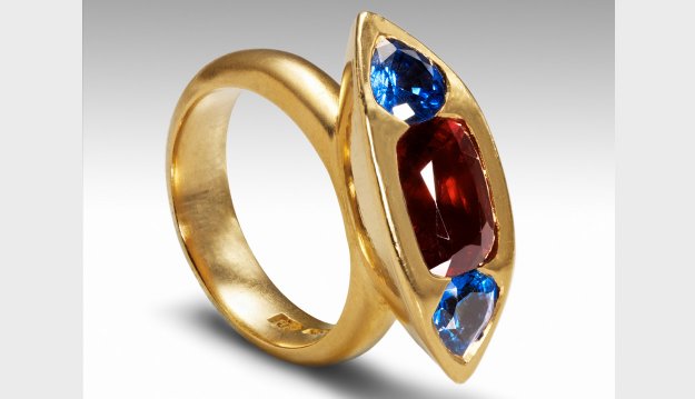 Ruby and sapphire engagement ring